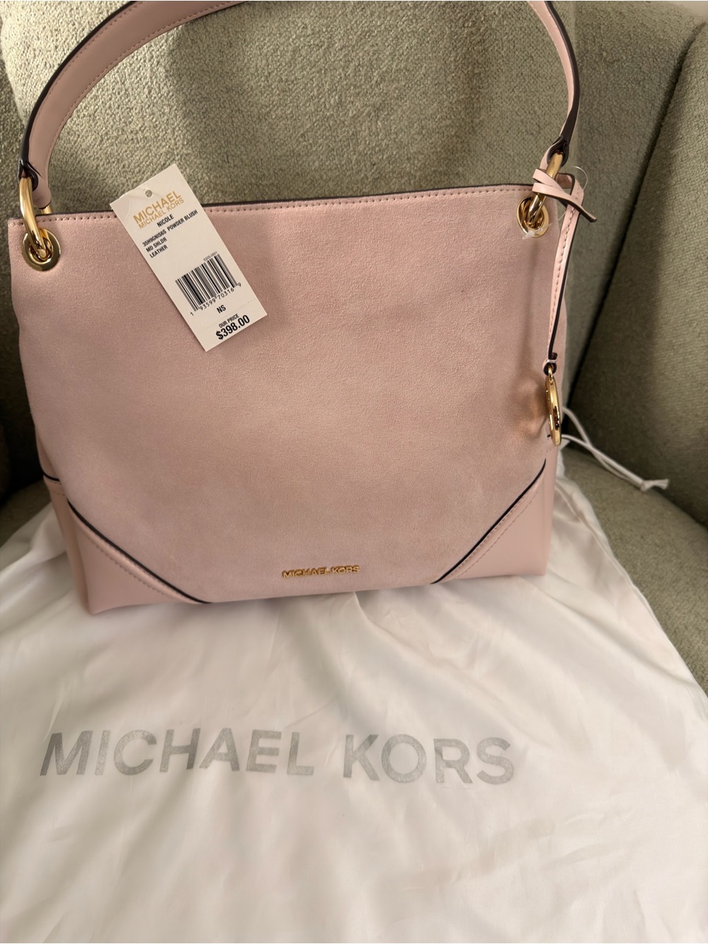 Michael Kors Pale Blush Pink Shoulder Tote with Gold Hardware